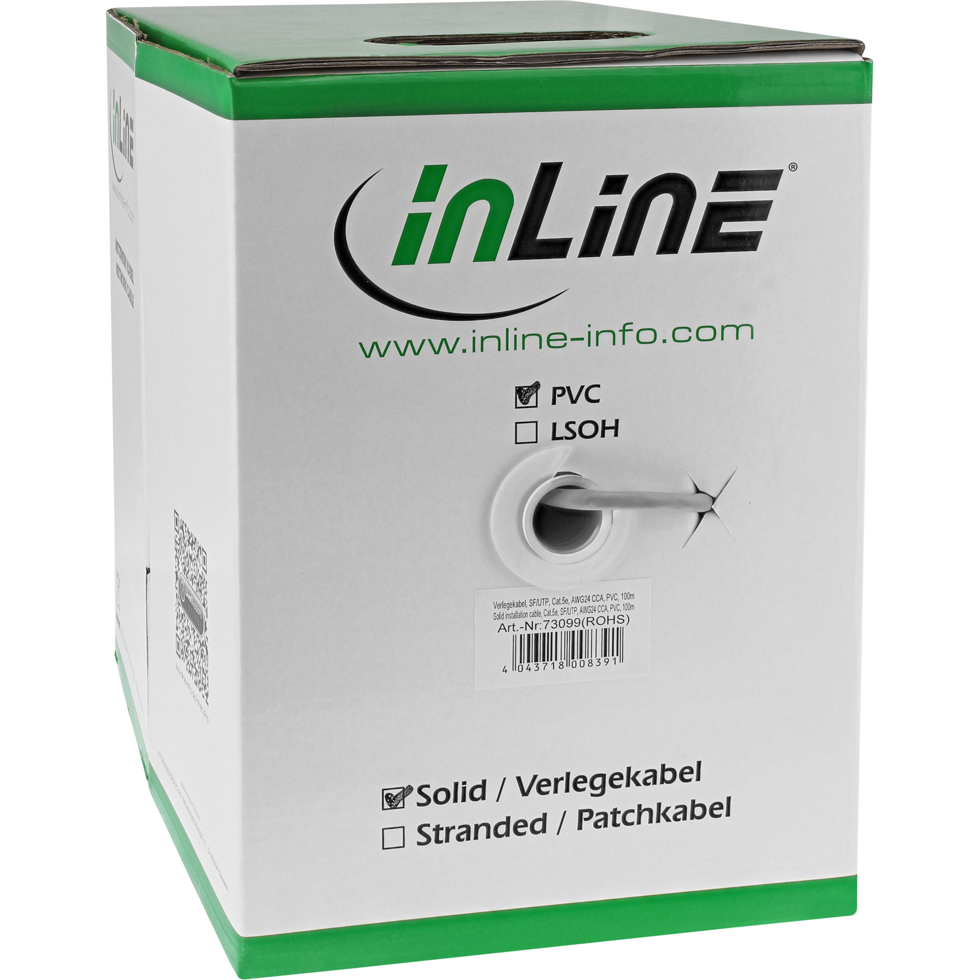 500m - Inline® Verlegekabel, SF/UTP, Cat.5e, AWG24 CCA, PVC
