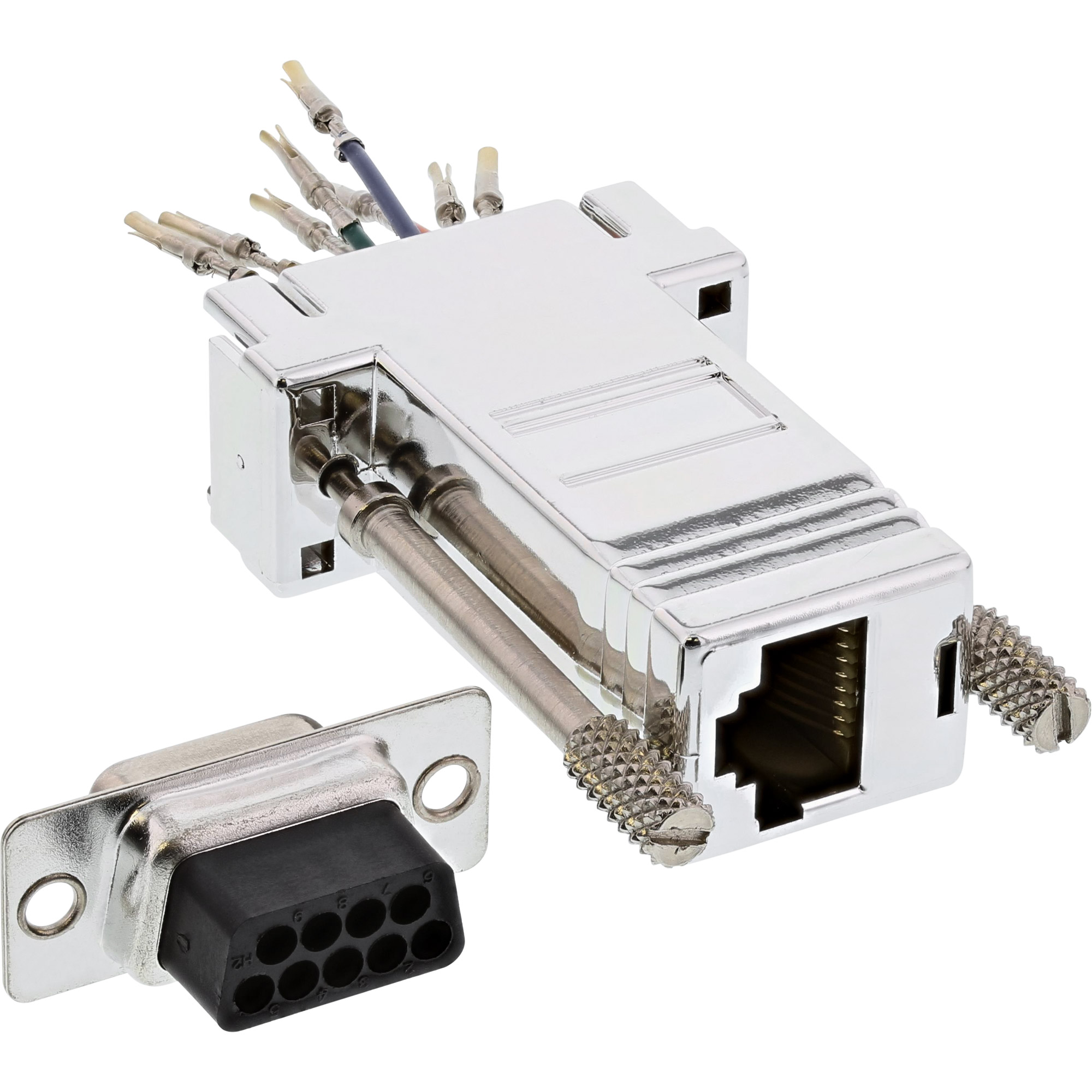 Inline® Adapter, 9pol Sub D Buchse an RJ45 Buchse, metallisiert