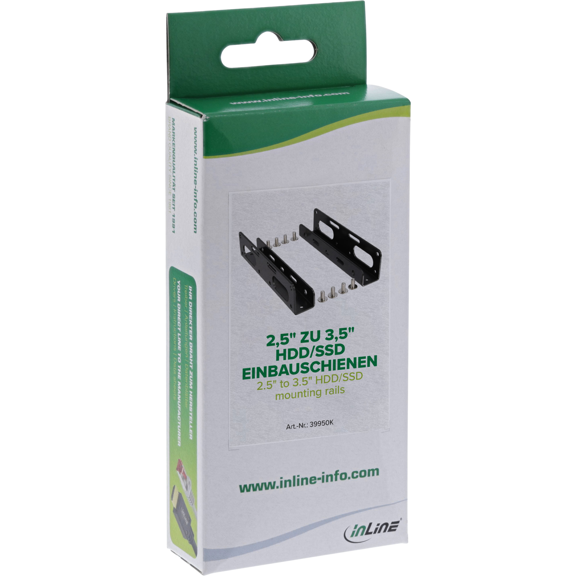 Inline® HDD/SSD Einbauschienen, 6,35cm (2,5") zu 8,89cm (3,5"), schwarz Inline® HDD/SSD Einbauschienen, 6,35cm (2,5") zu 8,89cm (3,5"), schwarz