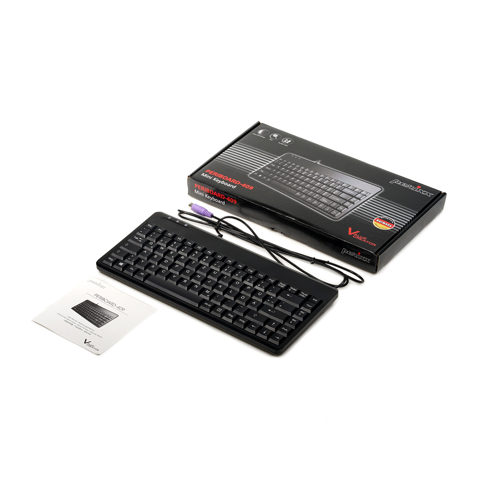 Perixx PERIBOARD-409 P, DE, Mini PS/2-Tastatur, schwarz Perixx PERIBOARD-409 P, DE, Mini PS/2-Tastatur, schwarz