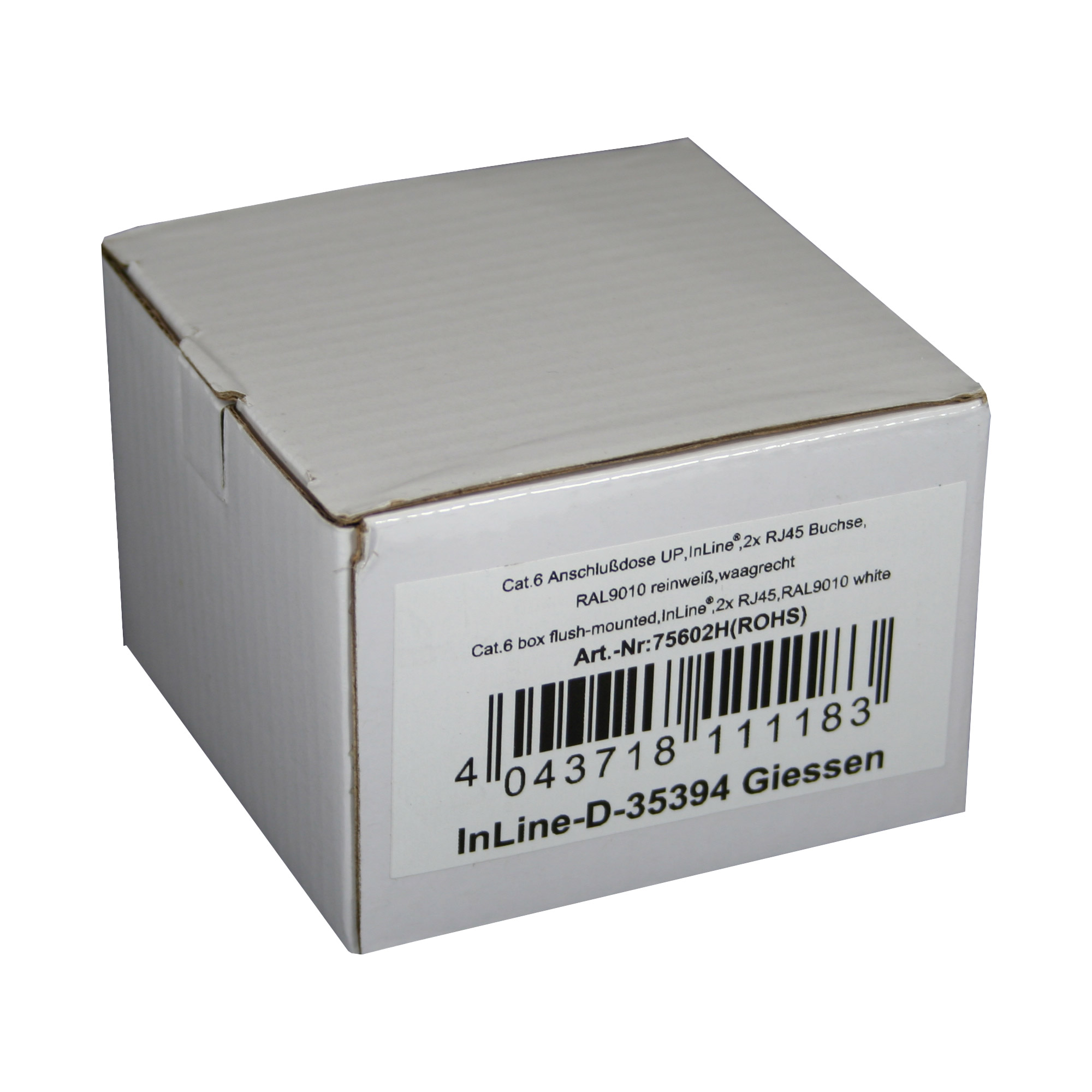 Inline® Cat.6 Anschlussdose Unterputz, 2x RJ45 Buchse, RAL9010 weiß, waagerecht