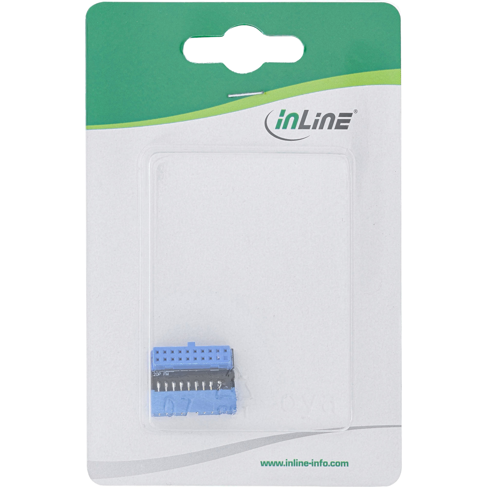 Inline® USB 3.0 Adapter intern, Pfostenanschluss Stecker/Buchse, oben gewinkelt