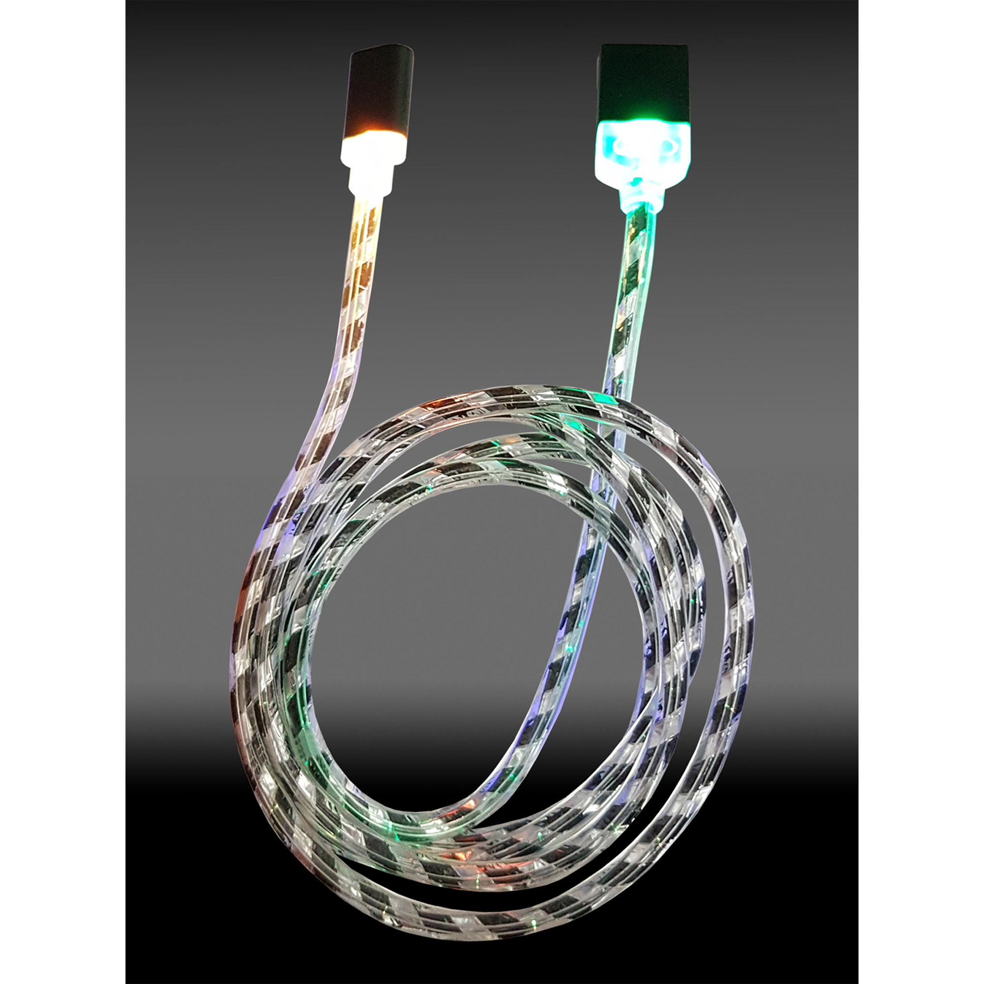 LC-Power LC-C-USB-MICRO-1M-8 USB A zu Micro-USB Kabel, schwarz/silber LED 1m