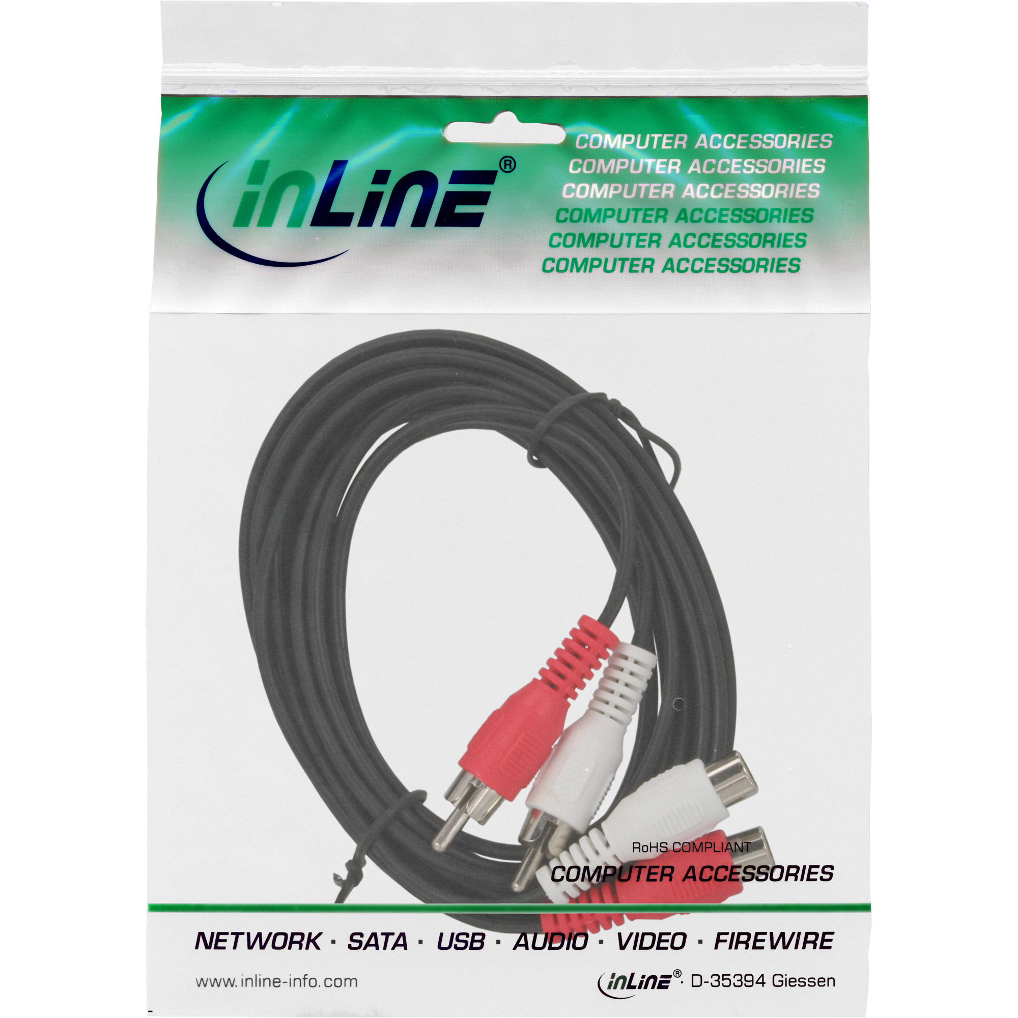 2.5m - Inline® Cinch VerLängerung, 2x Cinch, Stecker / Buchse 2.5m - Inline® Cinch VerLängerung, 2x Cinch, Stecker / Buchse
