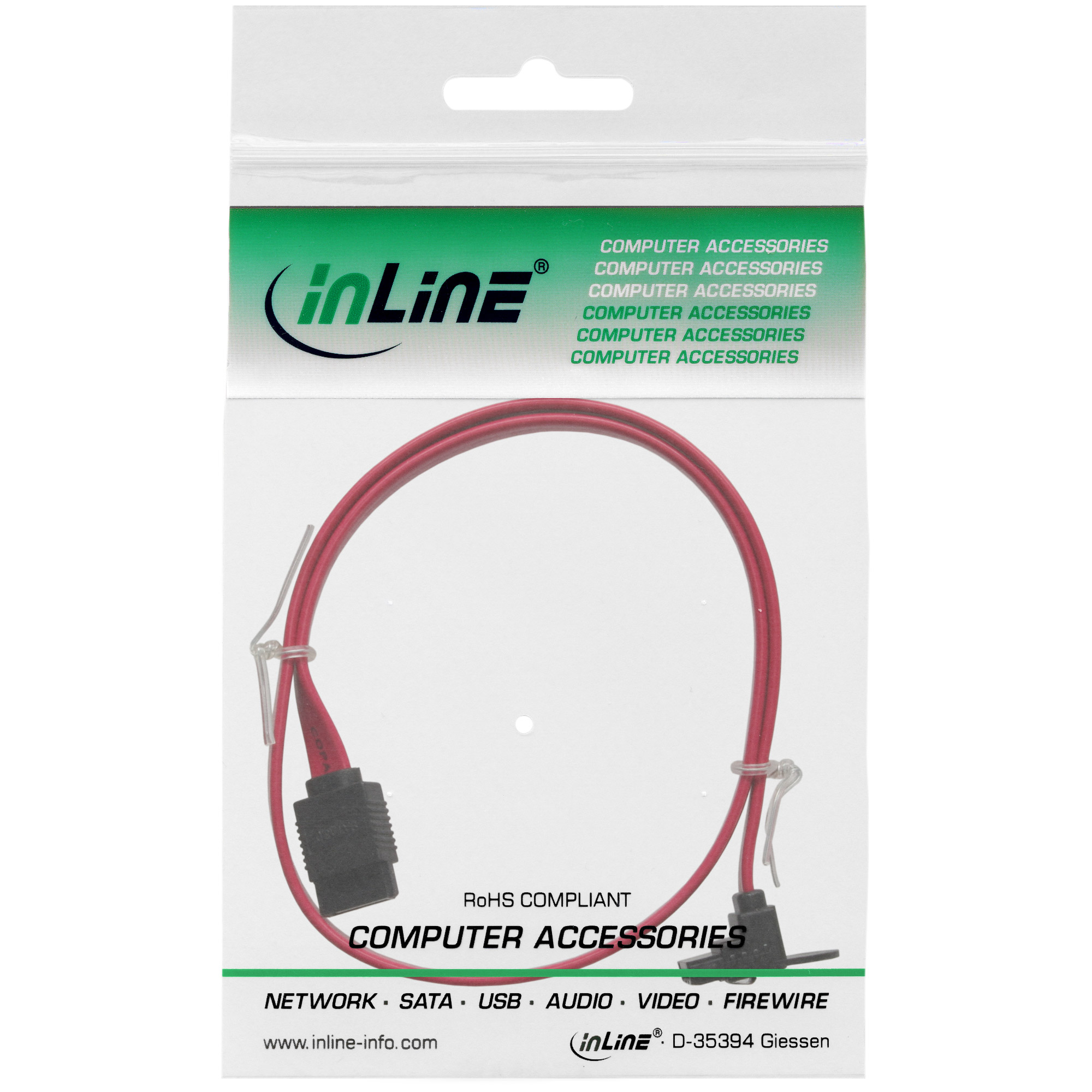 Inline® SATA 6Gb/s Kabel, mit Lasche, gewinkelt, 0,3m
