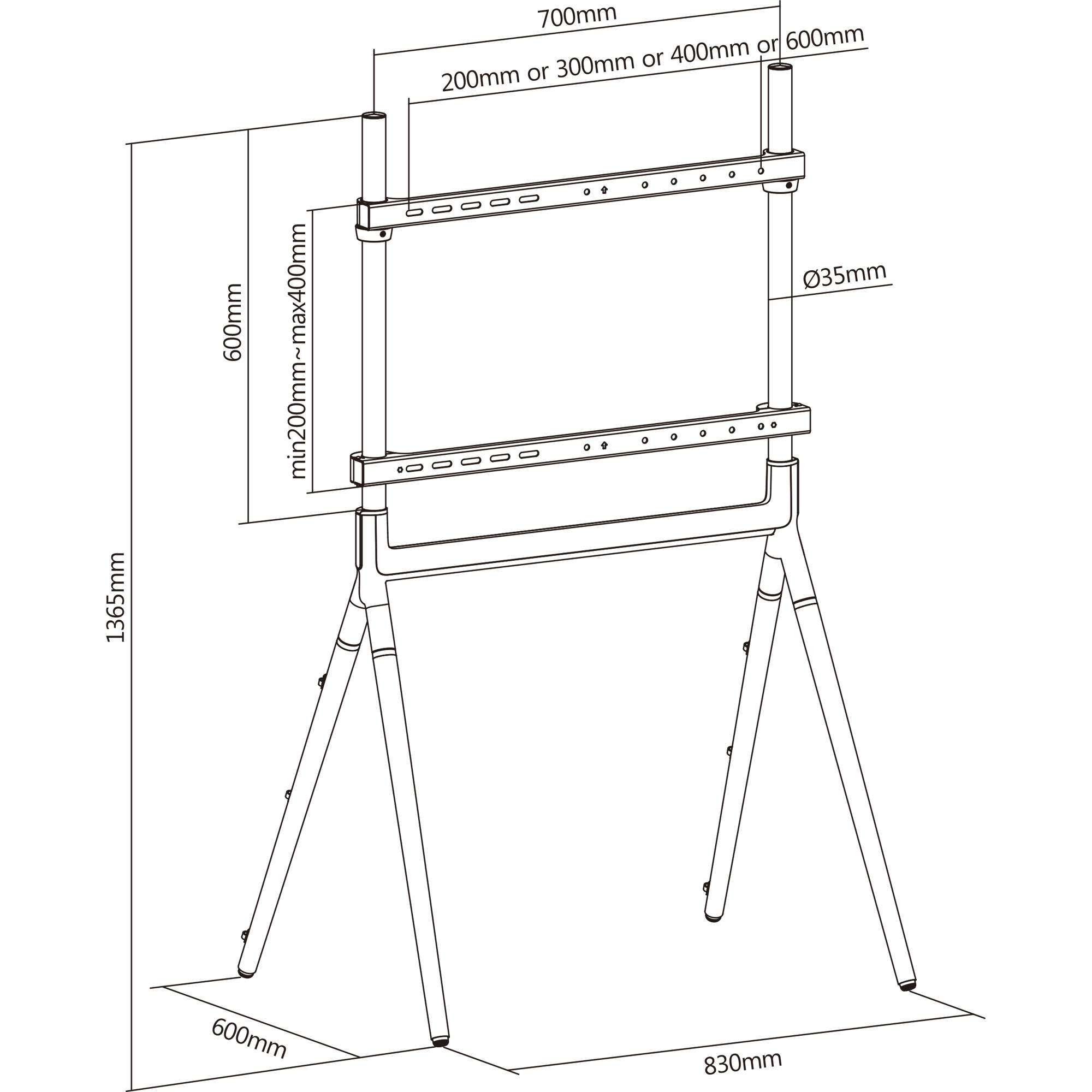 Inline® woodstand Studio TV-Standfuß, für Display 49"-70" (124-178cm), max. 40kg