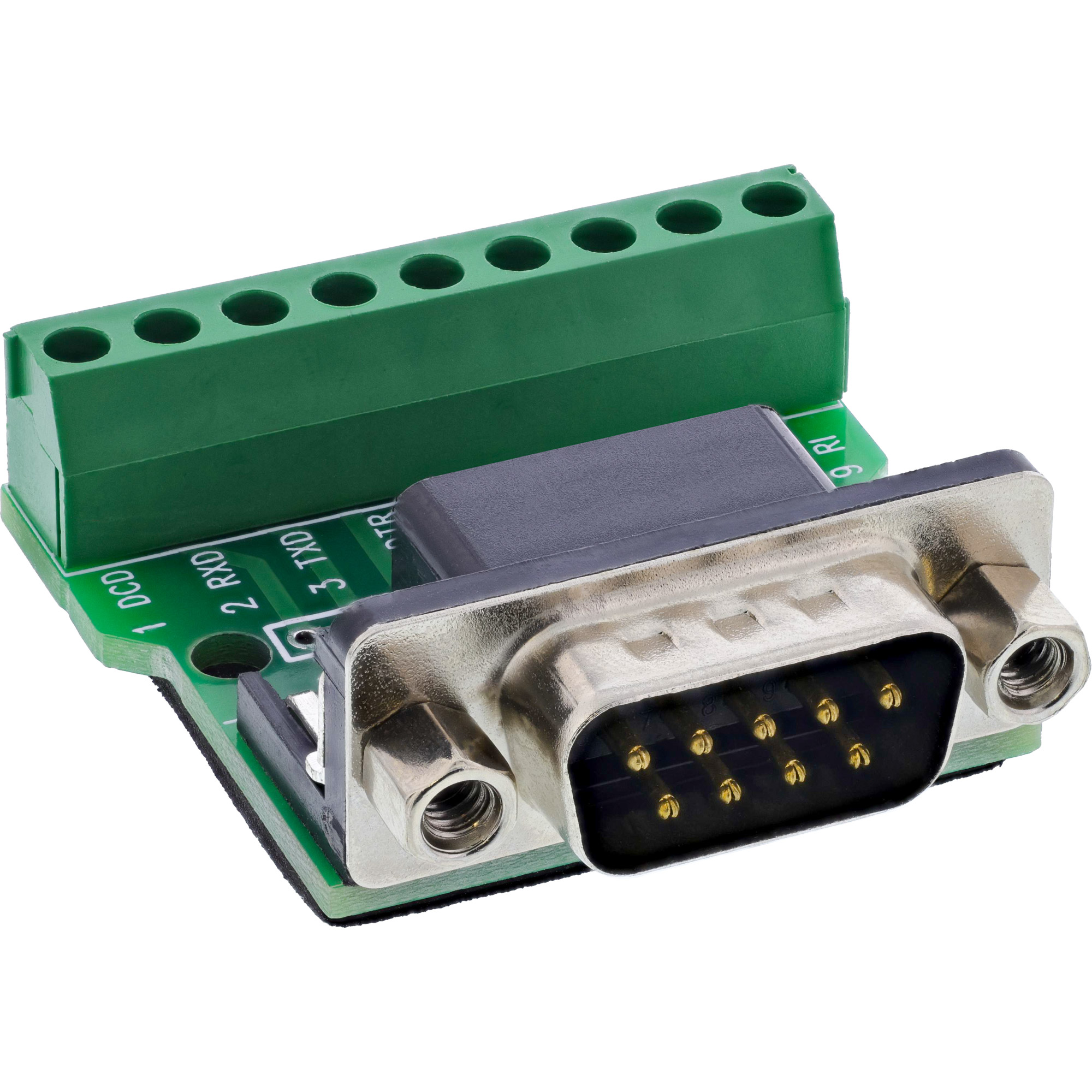 InLine® Terminalblock D-Sub 9 Stecker , Schraubklemme, Schraubsicherung