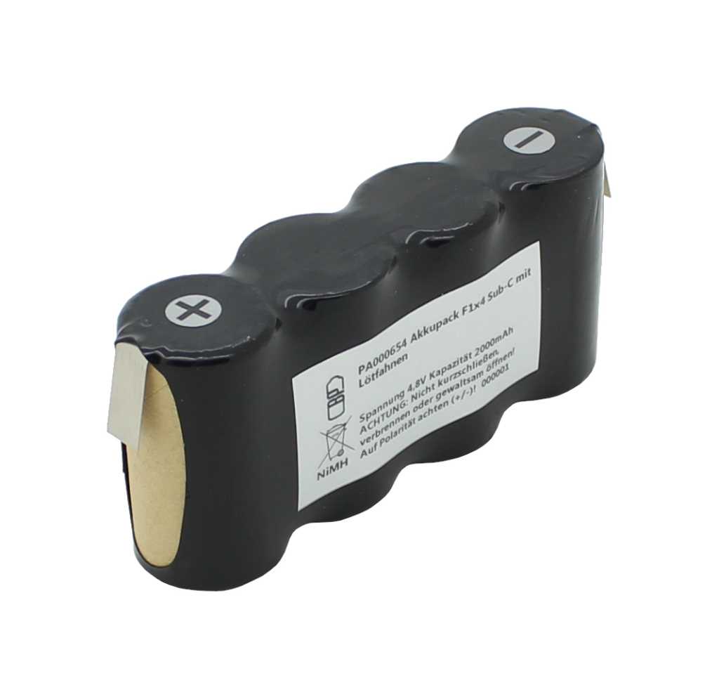 Akkupack NiMH 4,8V 2000mAh F1x4 Sub-C mit Lötfahnen passend für Ansmann AS10H Akkupack NiMH 4,8V 2000mAh F1x4 Sub-C mit Lötfahnen passend für Ansmann AS10H