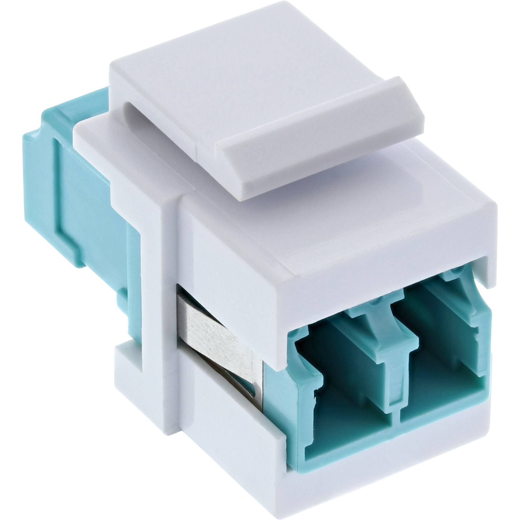 Inline® LWL Keystone Snap-in Kupplung weiß, Duplex LC/LC, multimode, türkis