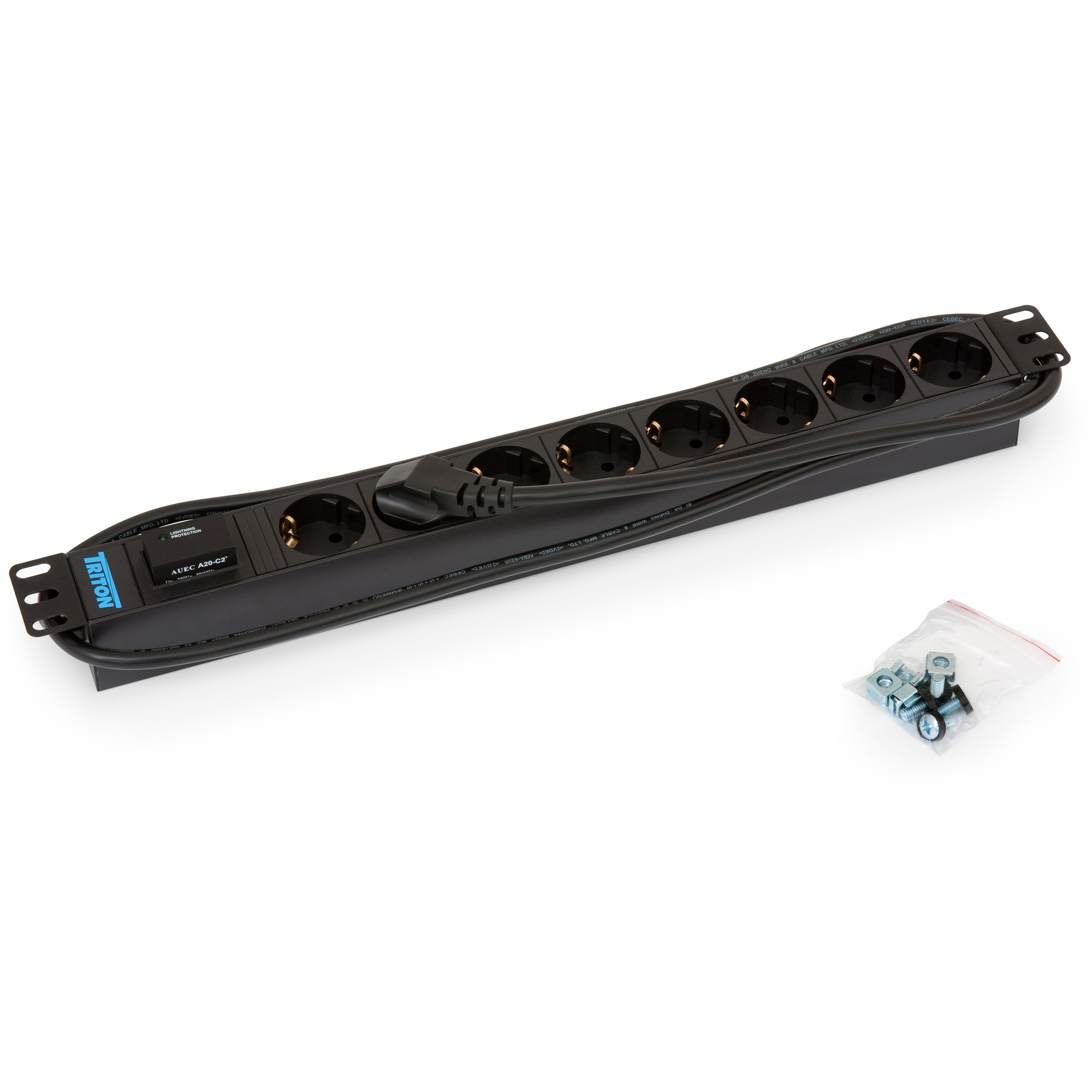 Triton RAB-PD-X08-A1 19" Steckdosenleiste 1HE 8x Schutzkontakt, übersp.-Schutz
