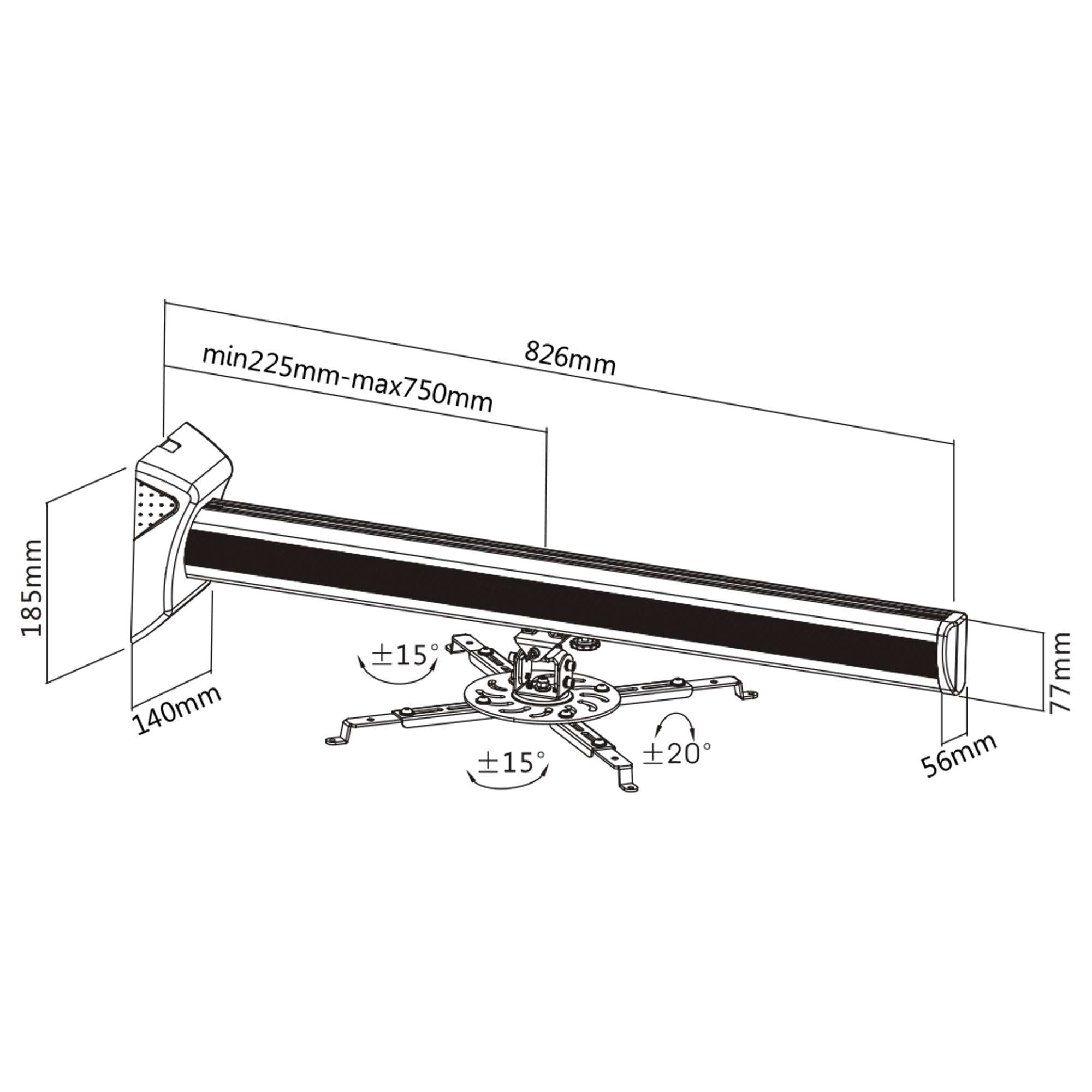 Inline® Wandhalterung für Beamer, max. 16kg