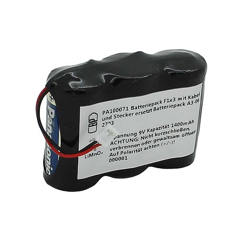Batteriepack LiMnO2 9V 1400mAh F1x3 mit Kabel und Stecker ersetzt Batteriepack A3-06-2703