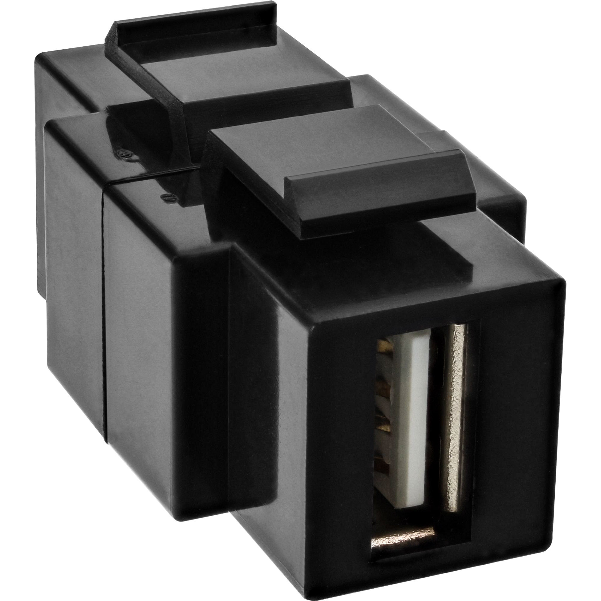 Inline® USB 2.0 Snap-In Einsatz, USB A Buchse/ B Buchse, schwarzes gehäuse
