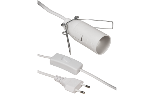 Euro-Netzkabel McPower mit Schnurschalter und E14 Fassung, 3,5m, weiß