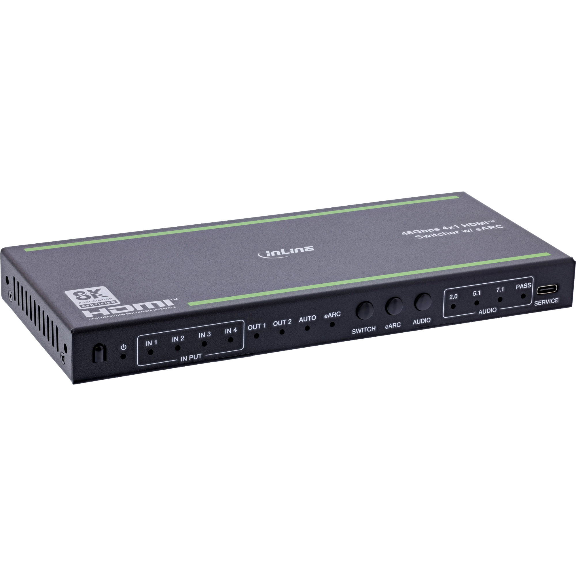 InLine® HDMI Switch, 4-fach, 48Gb/s, 8K@60Hz, mit Audio-Auskopplung InLine® HDMI Switch, 4-fach, 48Gb/s, 8K@60Hz, mit Audio-Auskopplung