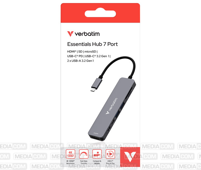Hub, USB-C Essentials, 7 Port mit Card Reader Hub, USB-C Essentials, 7 Port mit Card Reader