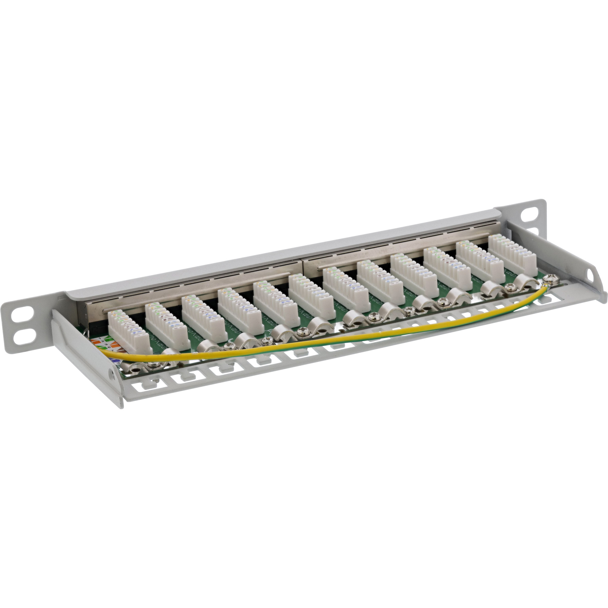 Inline® Patchfeld Cat.6A 12-fach 10" 0,5HE lichtgrau, RAL7035