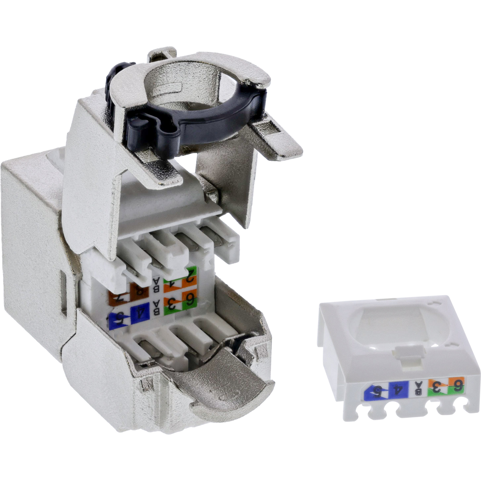 24er Bulk-Pack Inline® Keystone RJ45 Buchse Slim, SNAP-In, Cat.6A, integr. Kab.