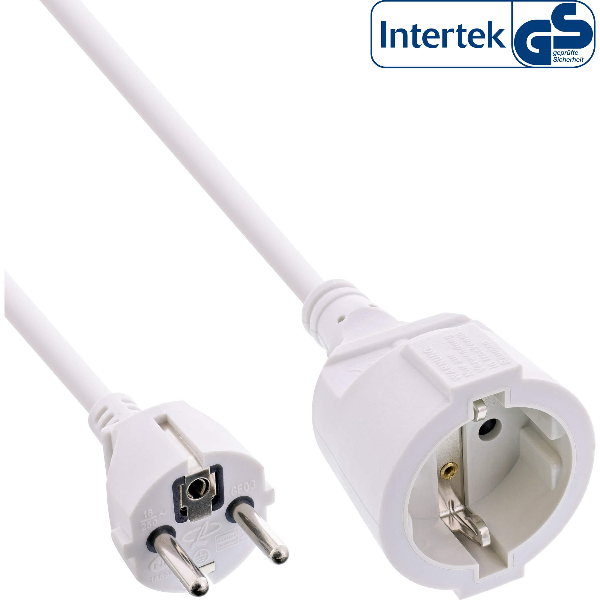Inline® Schutzkontakt-VerLängerung ST / BU, weiß, 5m