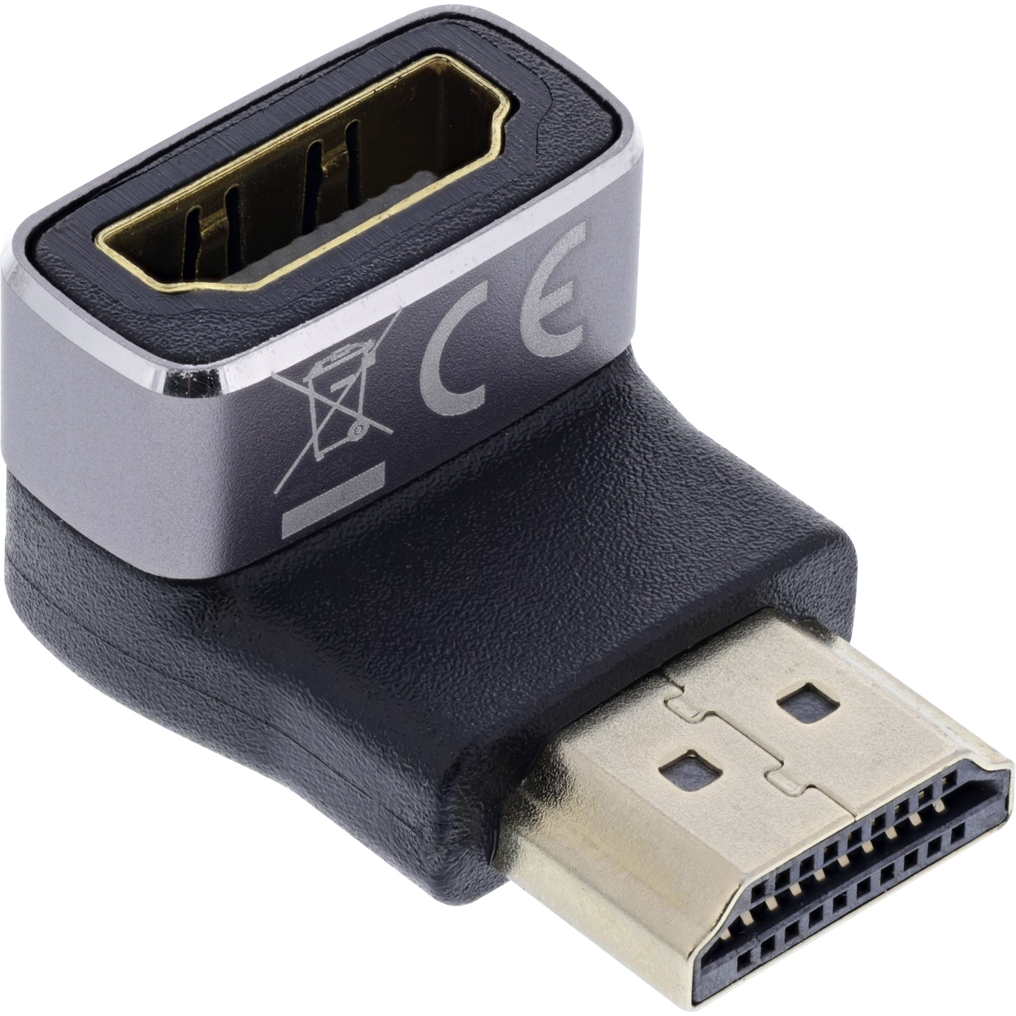 InLine® HDMI Adapter, HDMI A Stecker / Buchse, 90° unten, 8K UHD