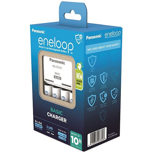 Panasonic eneloop Basic Charger BQ-CC51C inklusive 4x HR-3UTGB / BK-3MCDE