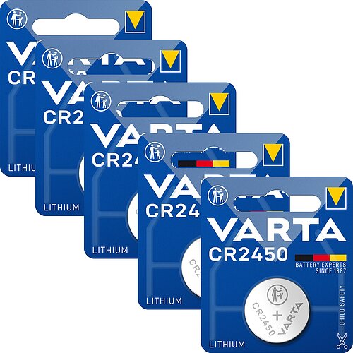 Varta CR2450 Lithium Knopfzelle 3V Batterie 5er Verpackung Varta CR2450 Lithium Knopfzelle 3V Batterie 5er Verpackung