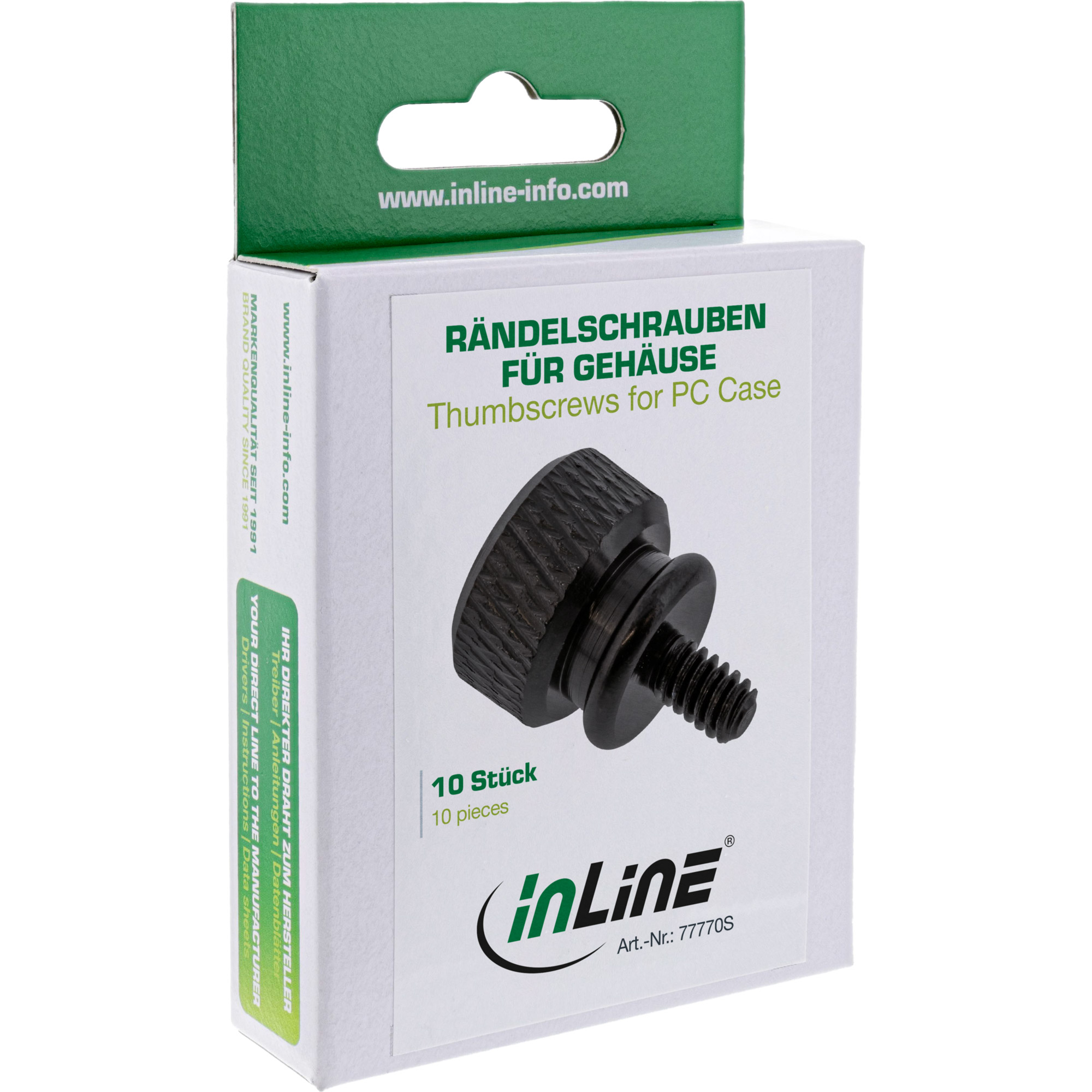 10x Inline® Rändelschrauben für Gehäuse, Alu, schwarz