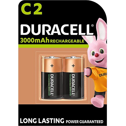 Duracell NiMH Baby C 3000mAh HR14 Rechargeable Akku - 2er Verpackung