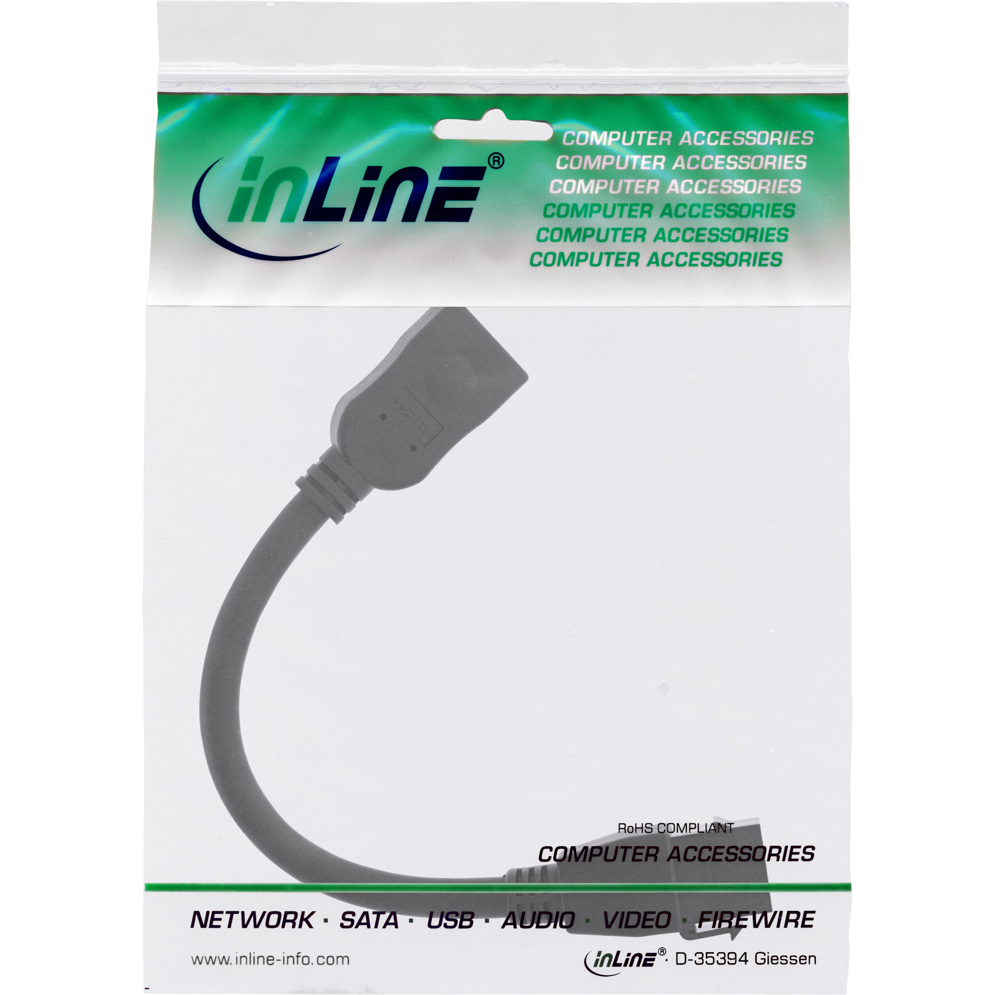 0.2m - Inline® HDMI Keystone Adapterkabel 4K/60Hz, HDMI A Buchse/Buchse, schwarz