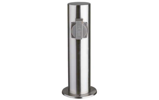 Außensteckdose 2-Fach, IP44, Edelstahl V2A, Ø118x300mm, 3680W/ 16A Außensteckdose 2-Fach, IP44, Edelstahl V2A, Ø118x300mm, 3680W/ 16A
