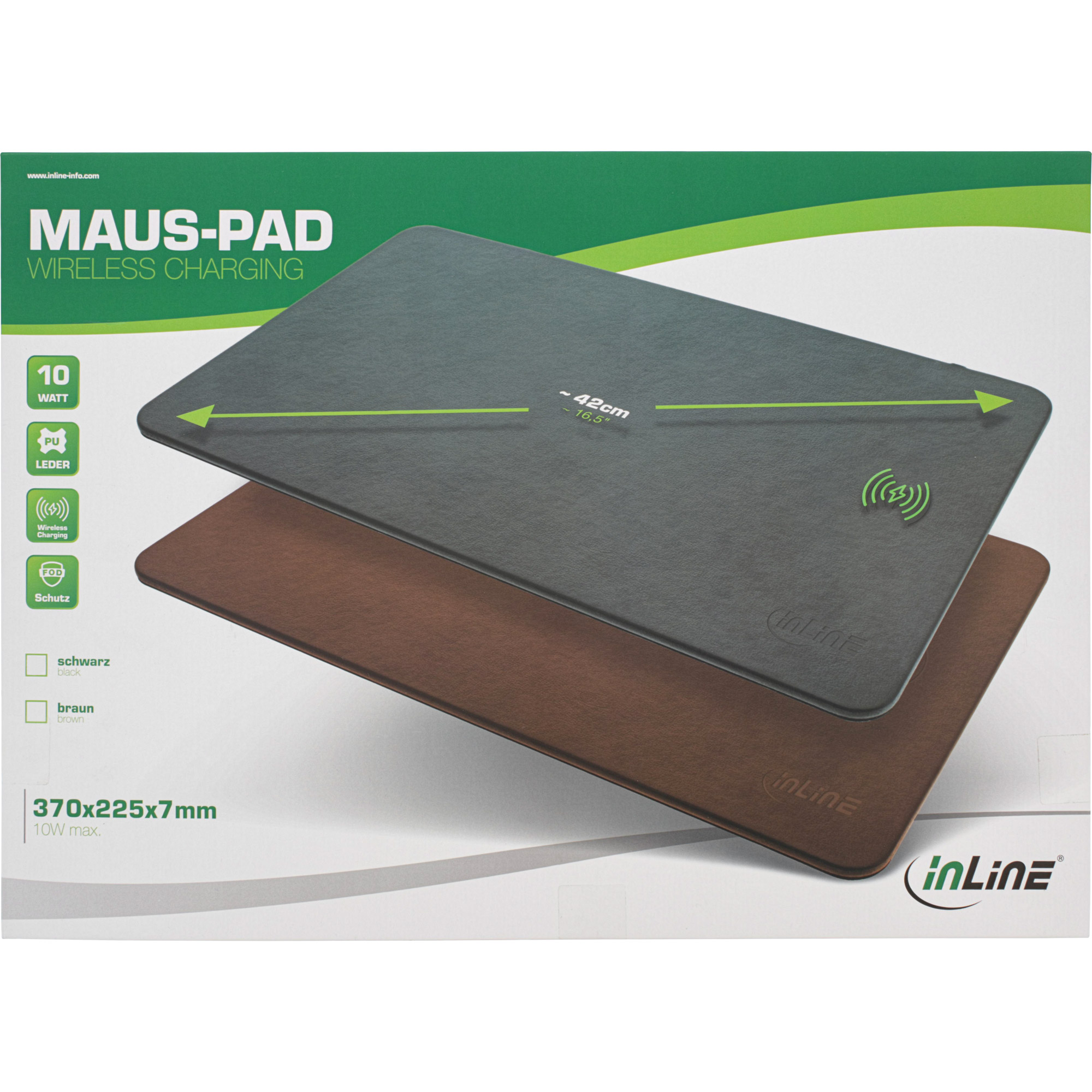Inline® Maus-Pad, Wireless Charging, 370x225x7mm, schwarz