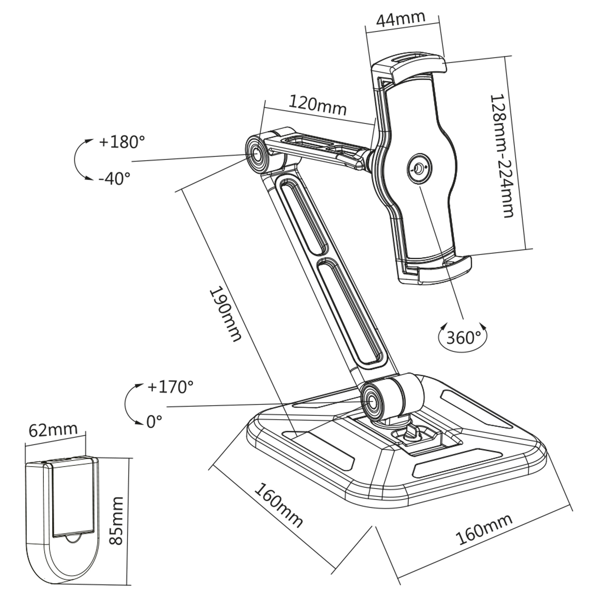 Inline® Tablet Halterung für Wand- oder Tischmontage, universal für 4,7"-12,9"