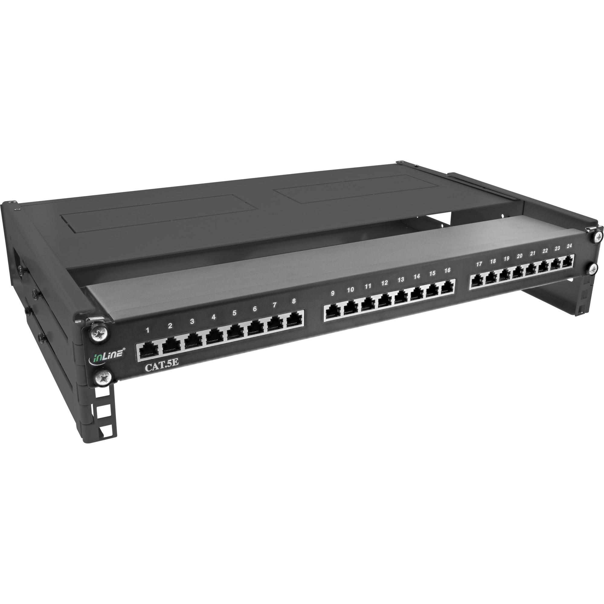 Inline® 19" Rack zur Wandmontage, 2HE, 24-40cm Tiefe, mit Abdeckung, schwarz