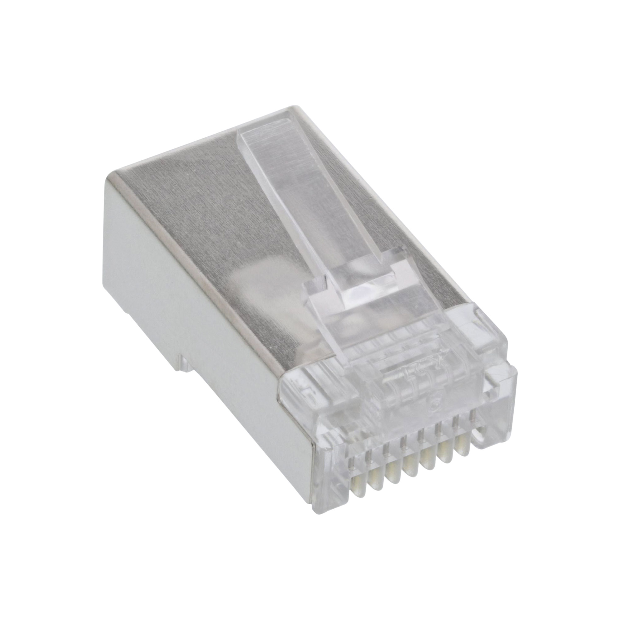 100x Inline® Modularstecker 8P8C RJ45 z. Crimpen auf Rundkabel, geschirmt
