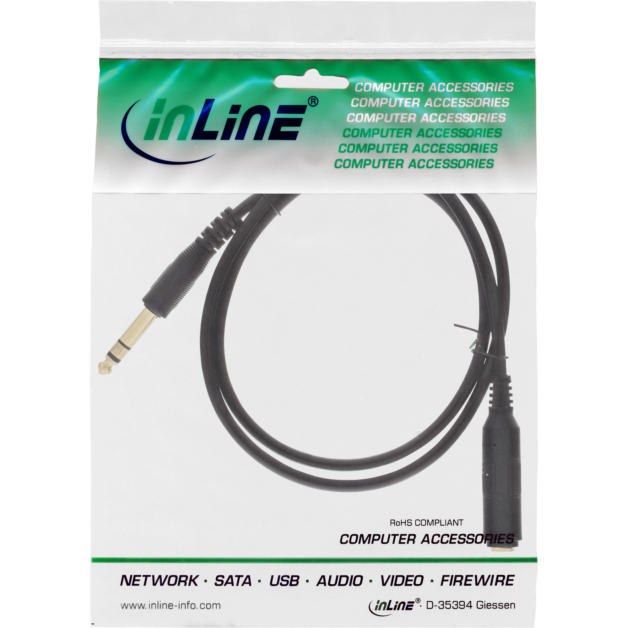 1m - Inline® KopfhörerverLängerung, 6,3mm ST / BU, Stereo, vergoldete Kontakte 1m - Inline® KopfhörerverLängerung, 6,3mm ST / BU, Stereo, vergoldete Kontakte