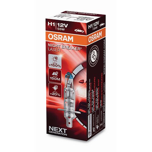OSRAM H1 - P14,5s 12V 55W NIGHT BREAKER® LASER +150% mehr Helligkeit