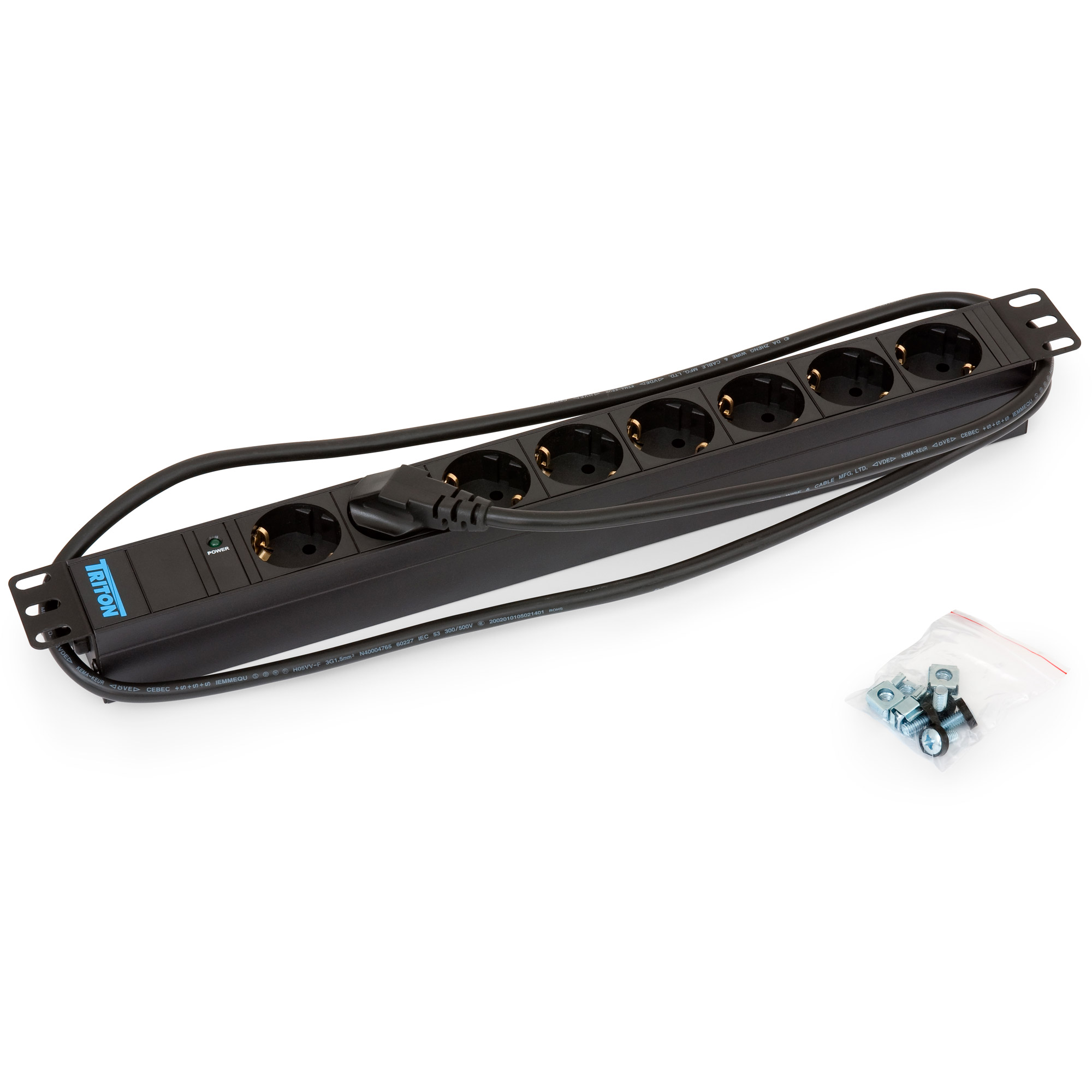 Triton RAB-PD-X06-A1 19" Steckdosenleiste 1HE 8x Schutzkontakt mit Kontrolllampe