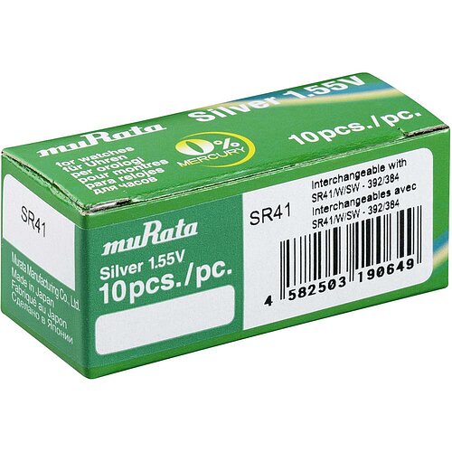 10x SR41 392 / 384 MultiDrain Silberoxid Batterie Murata ex Sony 1,55 V