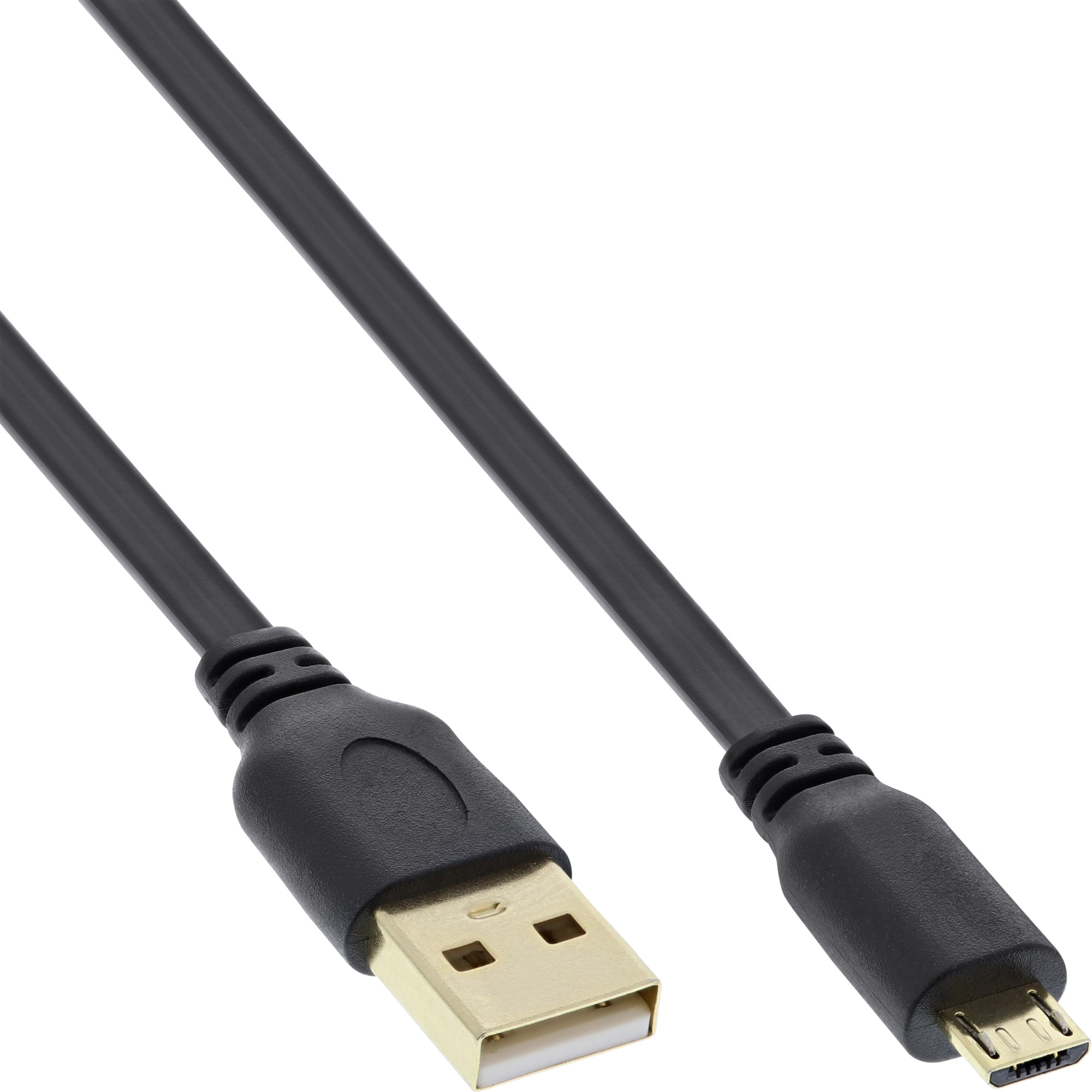 Inline® Micro-USB 2.0 Flachkabel, USB-A Stecker an Micro-B Stecker, 3m