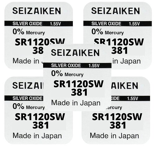 5x SR1120SW SR55 381 Silberoxid Batterie Seizaiken 1,55 V