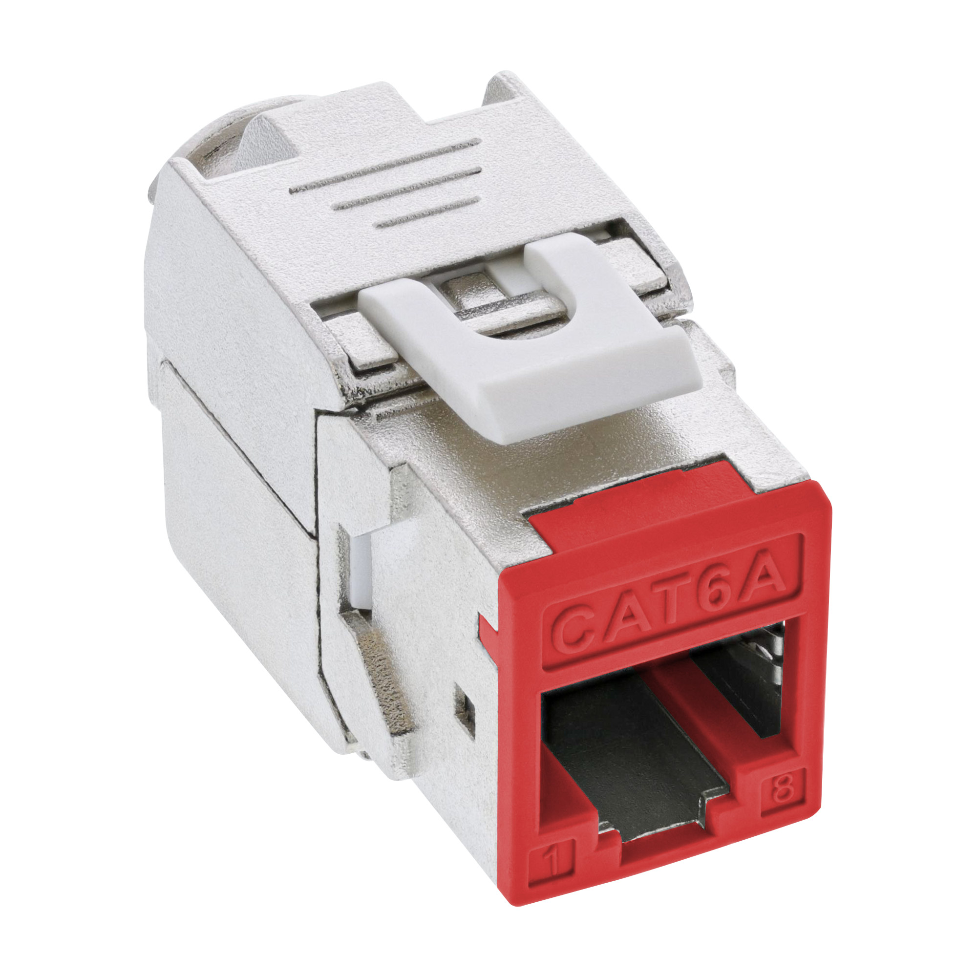 8x Inline® Keystone RJ45 Buchse, geschirmt, Cat.6A, rot