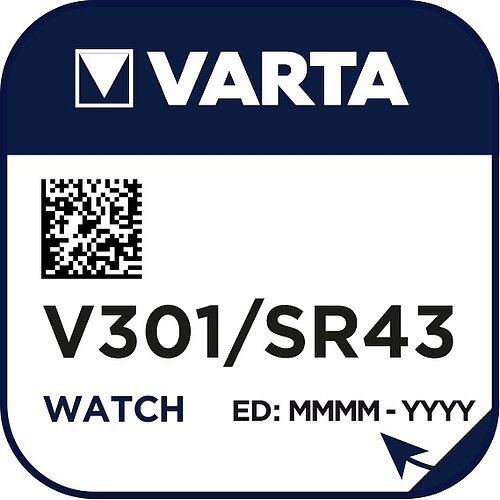 1x SR43SW 301 Silberoxid Batterie Varta 1,55 V