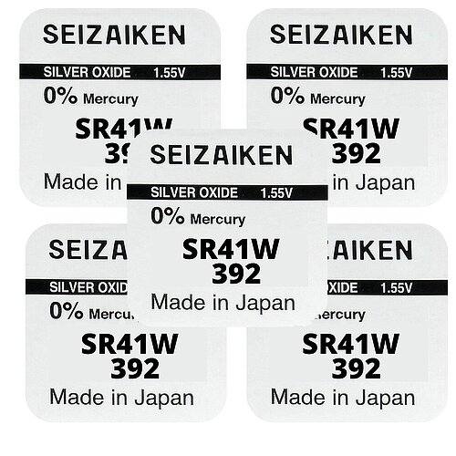 5x SR41W 392 Silberoxid Batterie Seizaiken 1,55 V