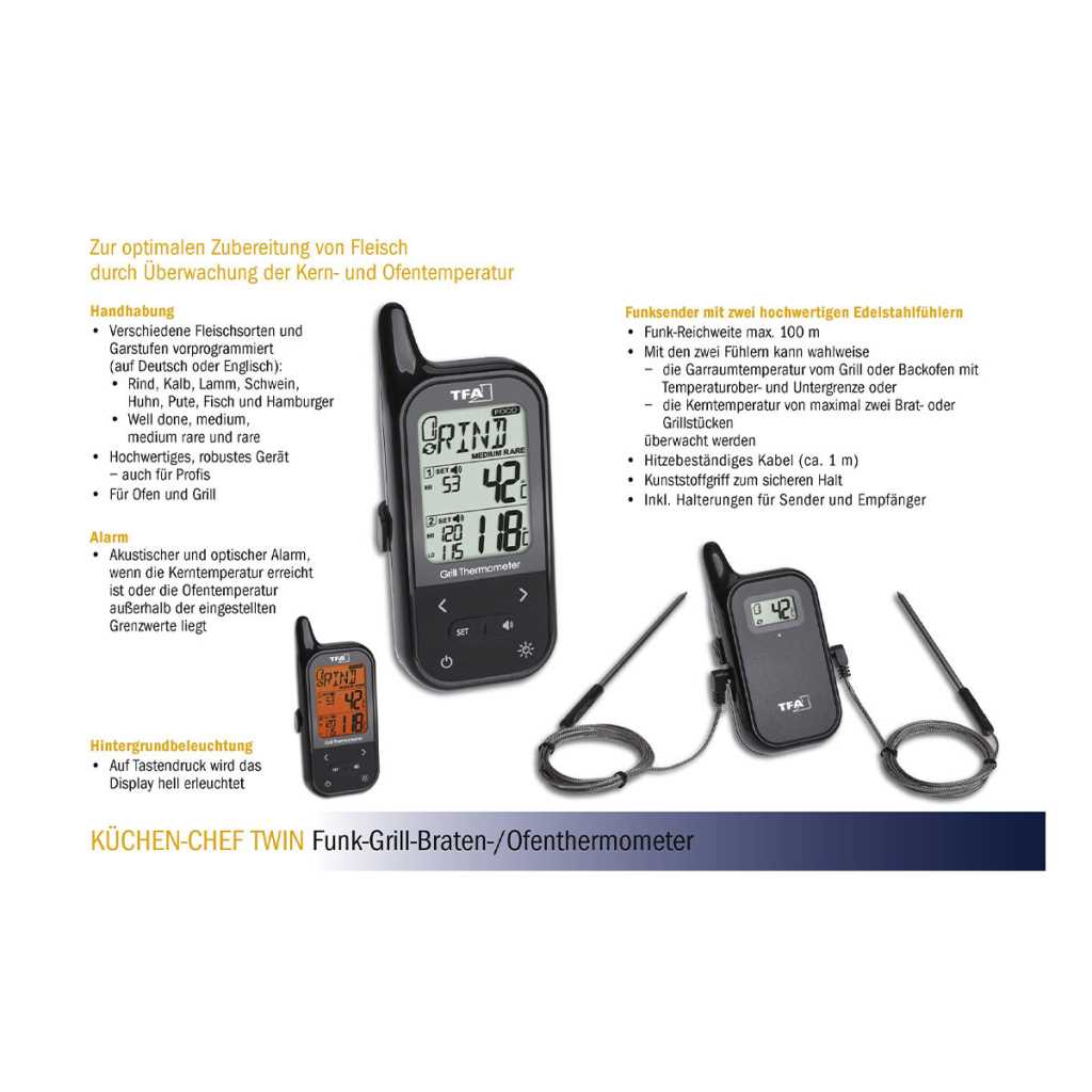 Küchen-Chef TWIN Funk-Grill-Bratenthermometer 14.1511.01