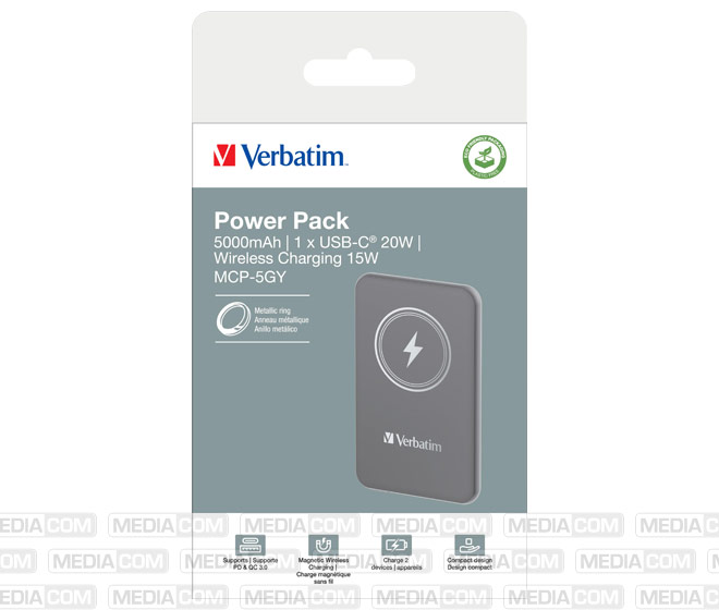 Akku Powerbank, 5.000mAh, MCP-5GY, grau Akku Powerbank, 5.000mAh, MCP-5GY, grau