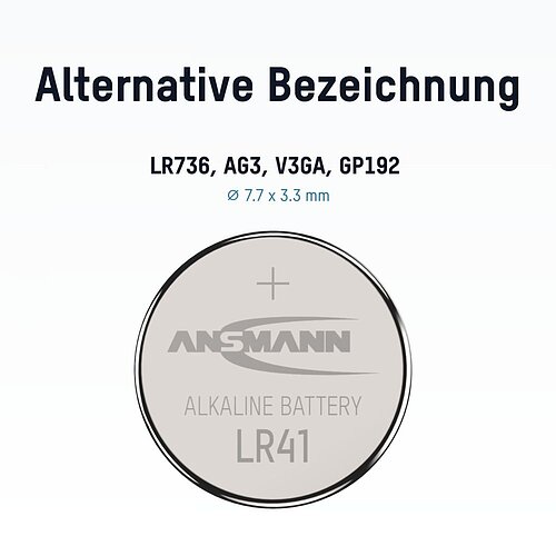 Ansmann LR41 LR736 392 1.5V Alkaline Knopfzelle - 1er Verpackung