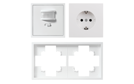 Schalter und Steckdosen Set McPower Shallow ''PIR'' weiß, 3-teilig