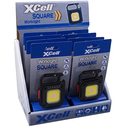 XCell Work Square LED-Akku-Leuchte im pratischen Thekendisplaydisplay mit 8 Stück Display