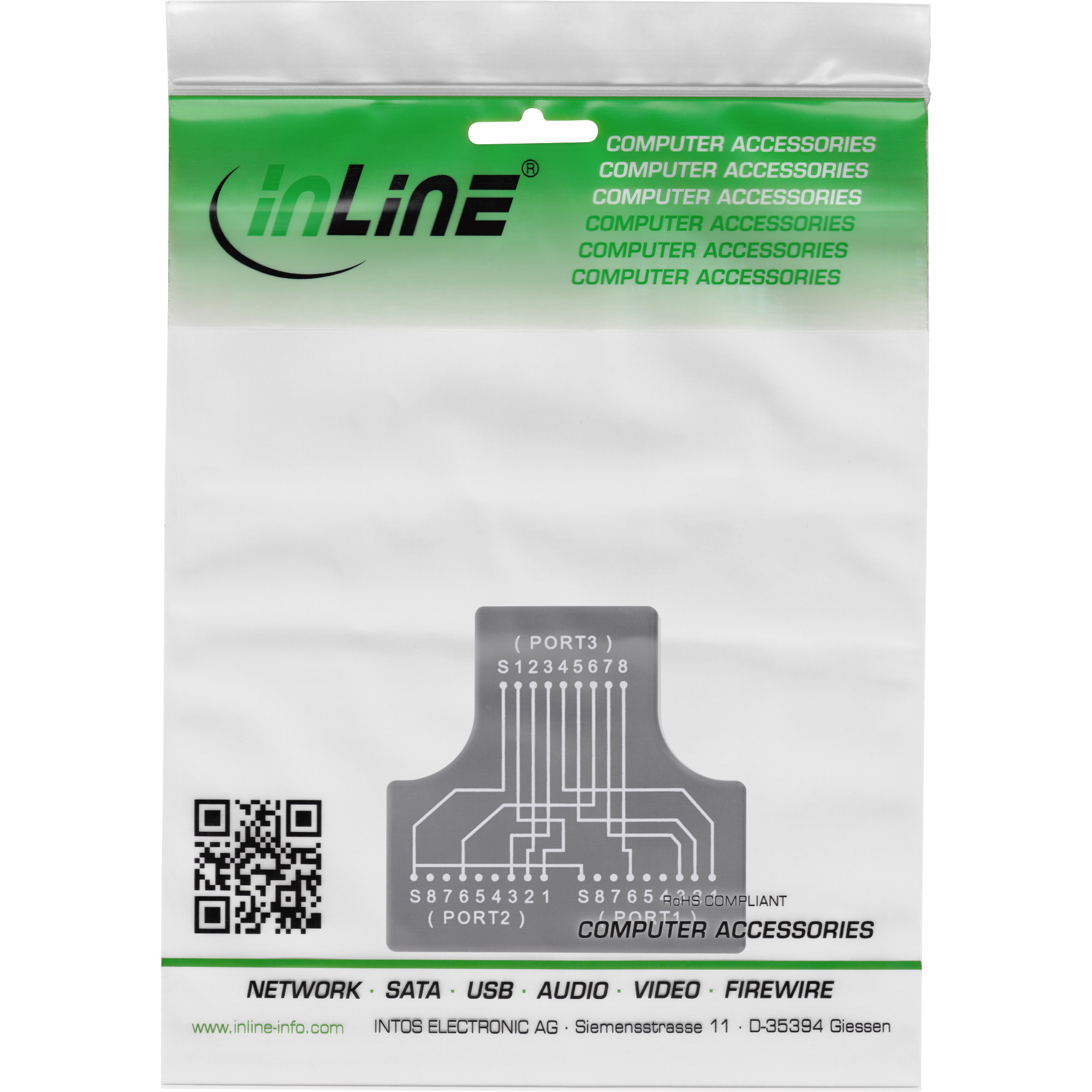 Inline® Cat.5e STP T-Adapter (Port-Doppler), RJ45 Buchse an 2x RJ45 Buchse