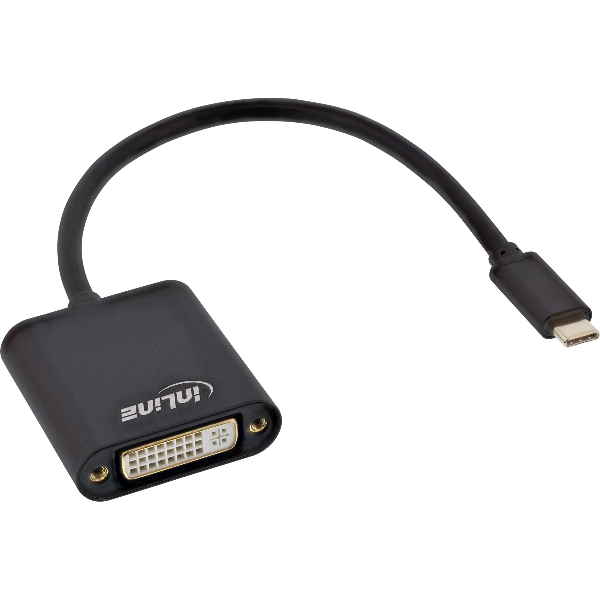 Inline® USB Display Konverter, USB-C Stecker zu DVI Buchse, schwarz